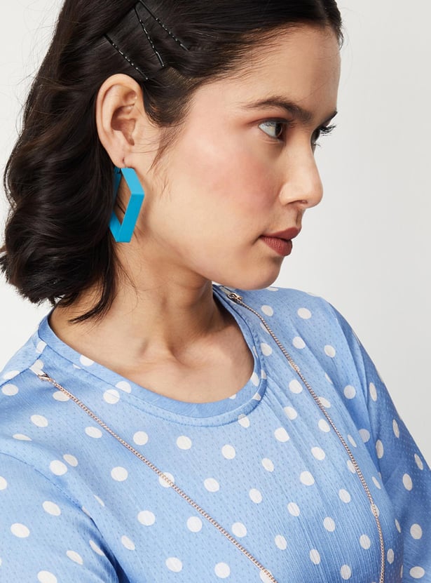 Women Polka Dot Top with Necklace