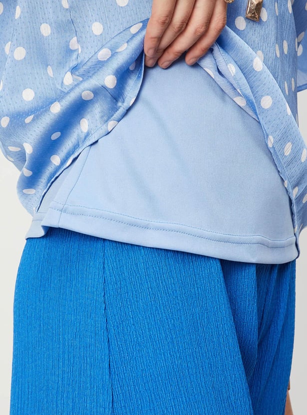 Women Polka Dot Top with Necklace