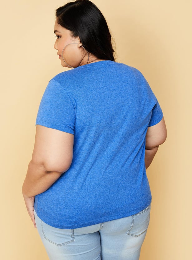 Women Solid V-neck T-shirt