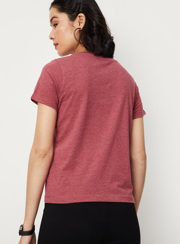 Women Solid V-neck T-shirt