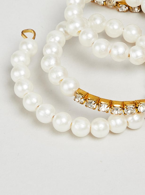 Women Pearl Embellished Layered Bracelet