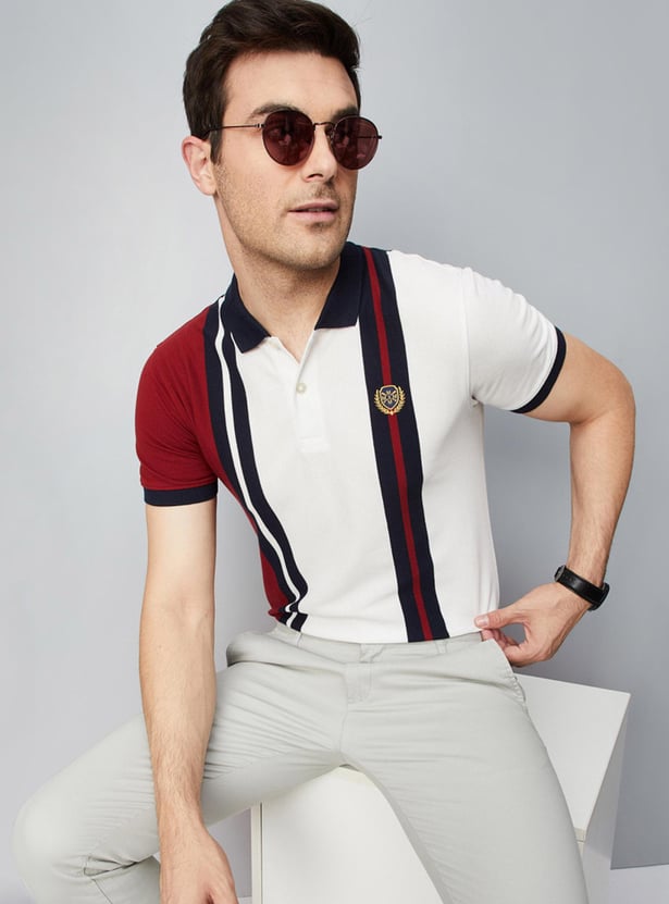 Men Striped Slim Fit Polo