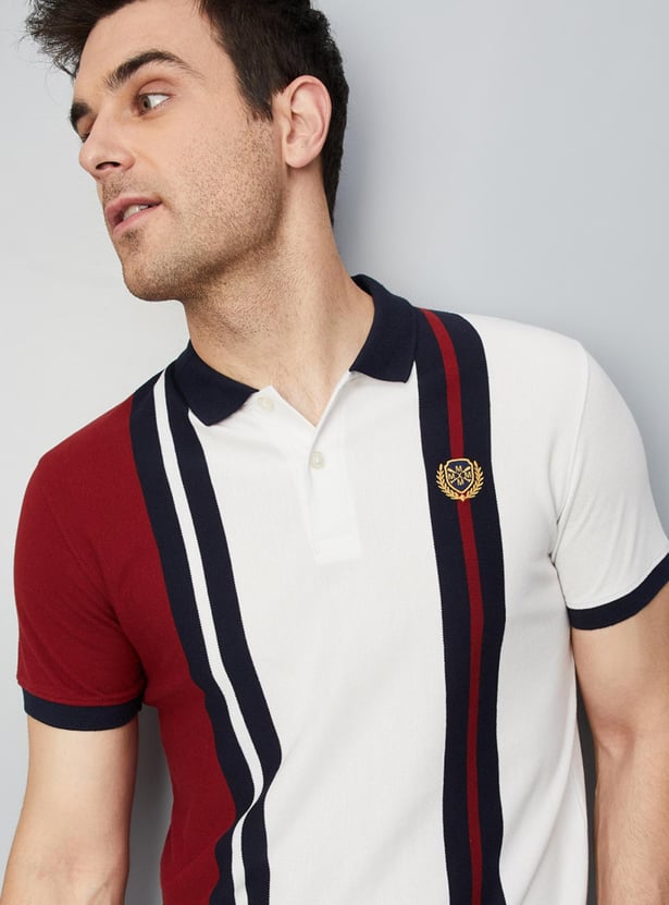 Men Striped Slim Fit Polo