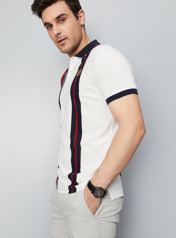 Men Striped Slim Fit Polo