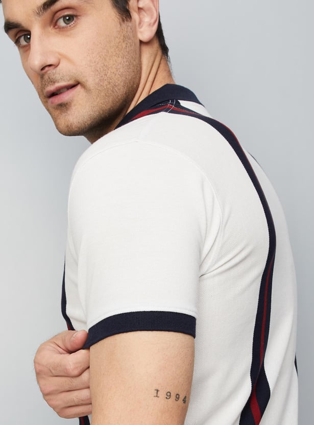 Men Striped Slim Fit Polo