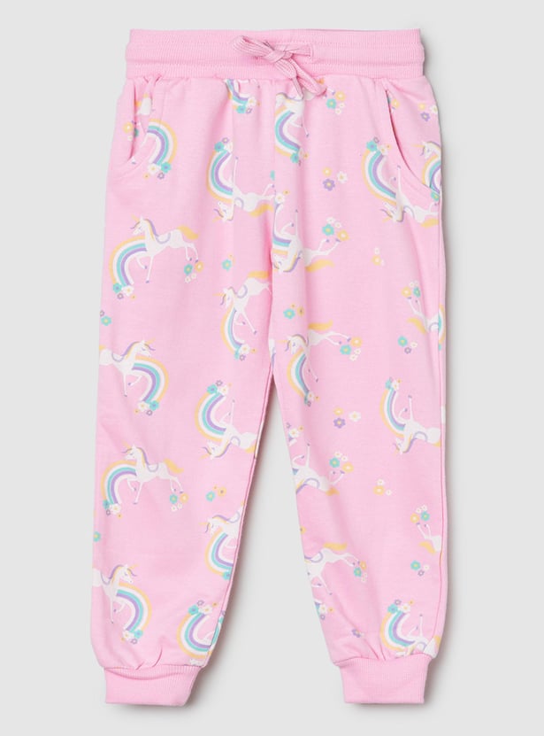 Girls Printed Cotton Joggers