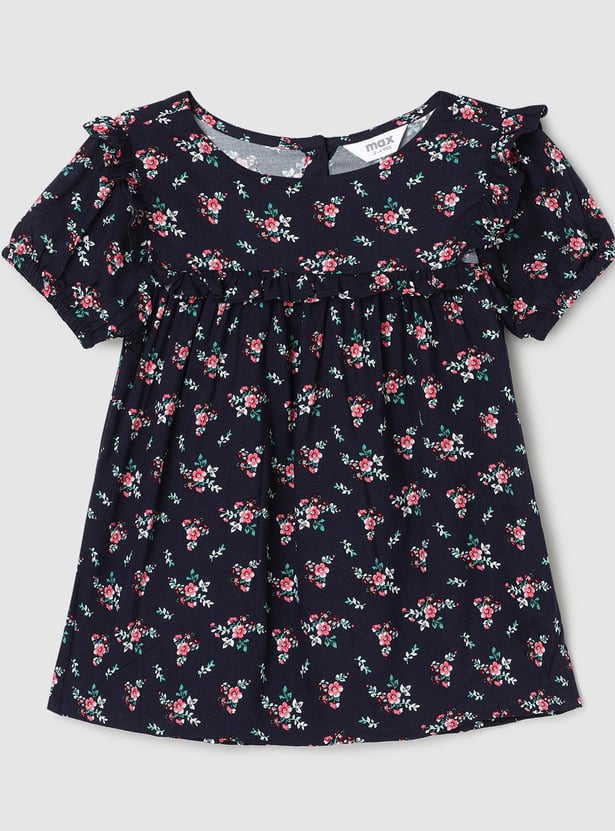 Girls Printed Top with Ruffles
