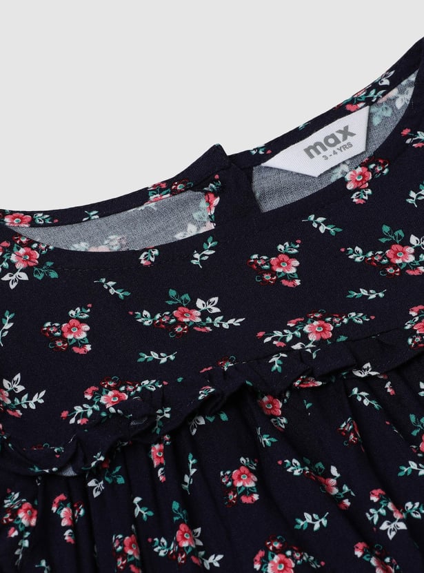 Girls Printed Top with Ruffles