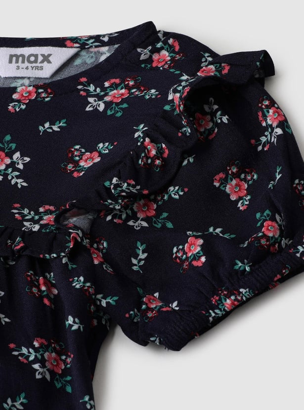 Girls Printed Top with Ruffles