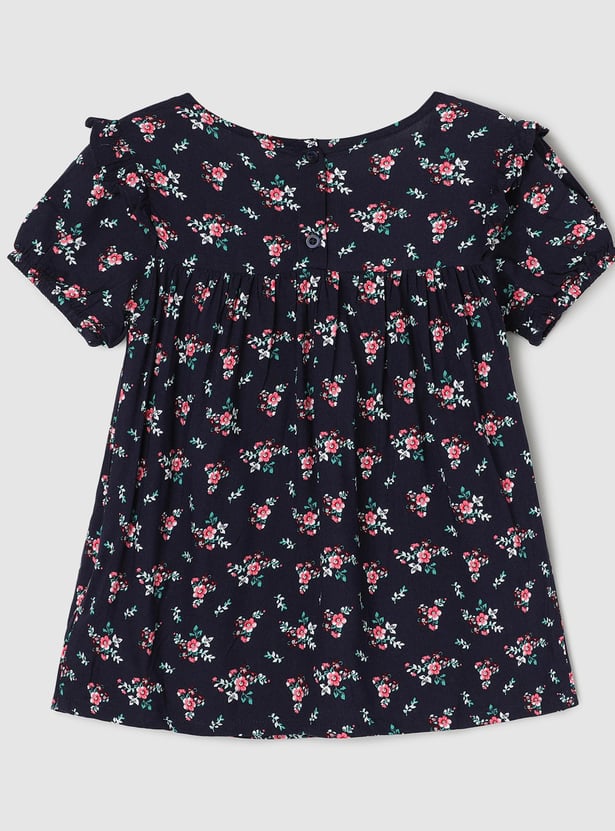 Girls Printed Top with Ruffles