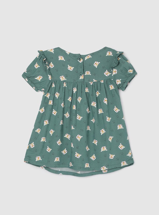 Girls Printed Top with Ruffles