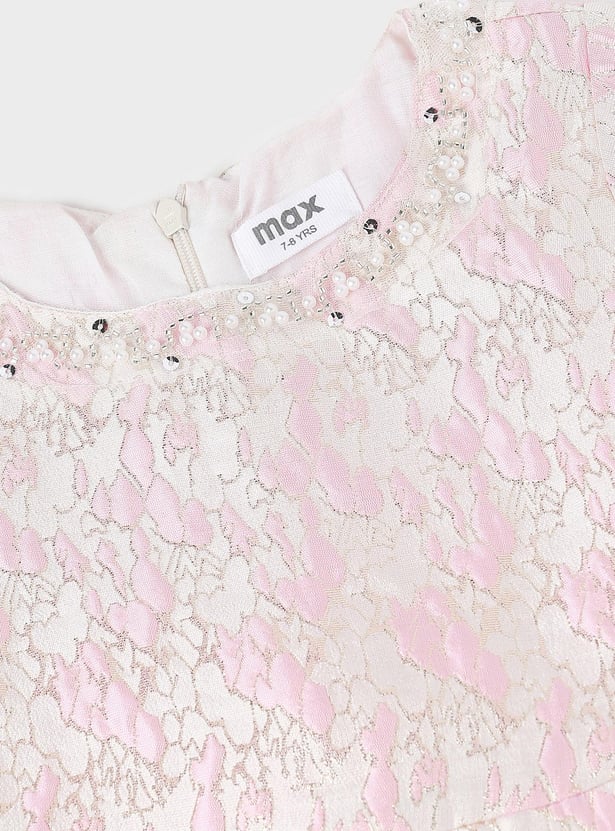 Girls Pearl Embellished A-line Dress