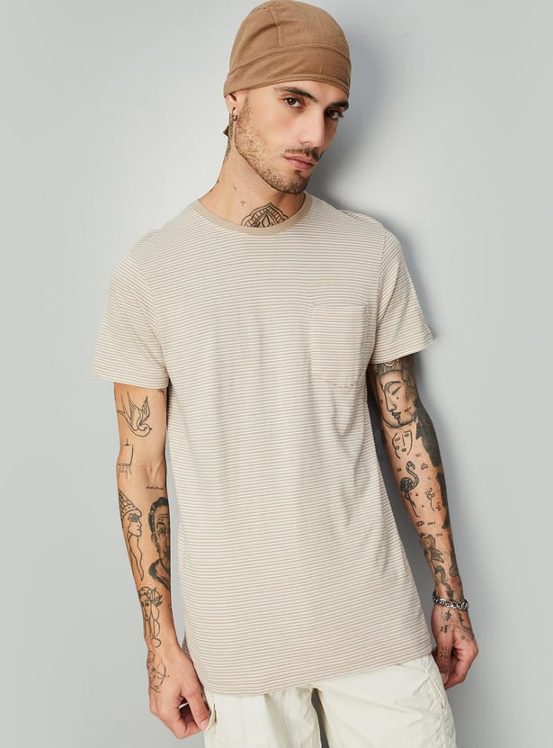 Buy Men Striped Knit T-shirt with Pocket Online at just Rs. 599.0 ...