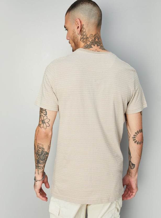 Buy Men Striped Knit T-shirt with Pocket Online at just Rs. 599.0 ...
