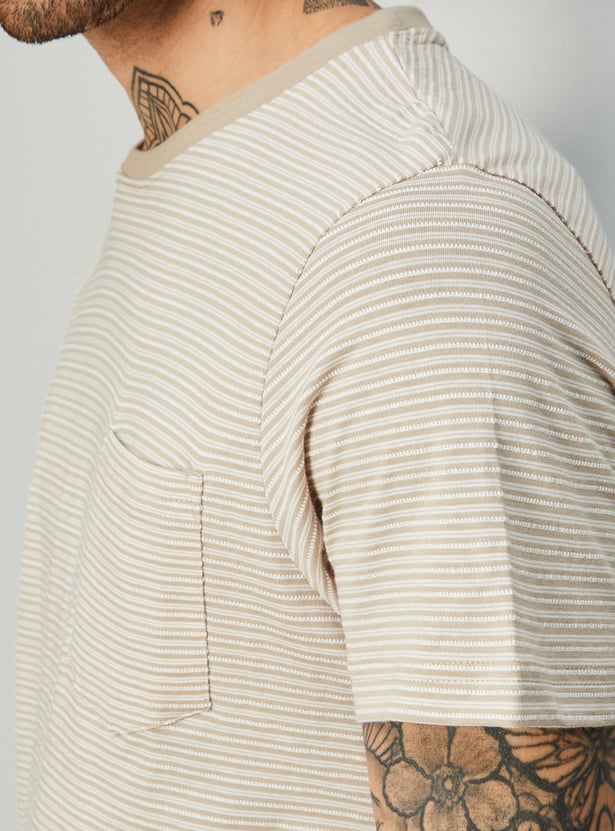 Buy Men Striped Knit T-shirt with Pocket Online at just Rs. 599.0 ...