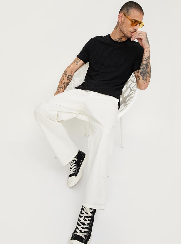 Men Striped Knit T-shirt with Pocket