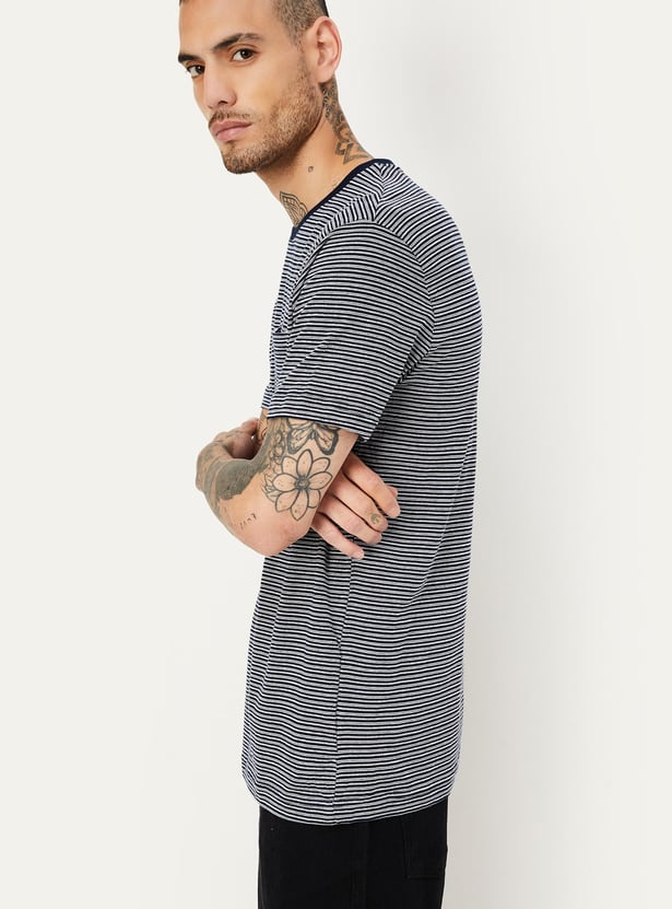 Men Striped Knit T-shirt with Pocket