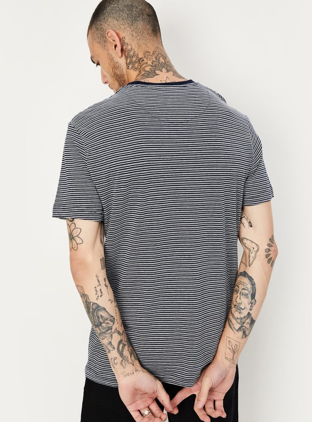 Buy Men Striped Knit T-shirt with Pocket Online at just Rs. 599.0 ...