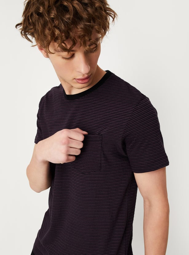 Buy Men Striped Knit T-shirt with Pocket Online at just Rs. 599.0 ...