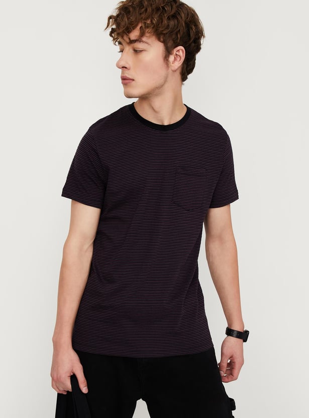 Buy Men Striped Knit T-shirt with Pocket Online at just Rs. 599.0 ...