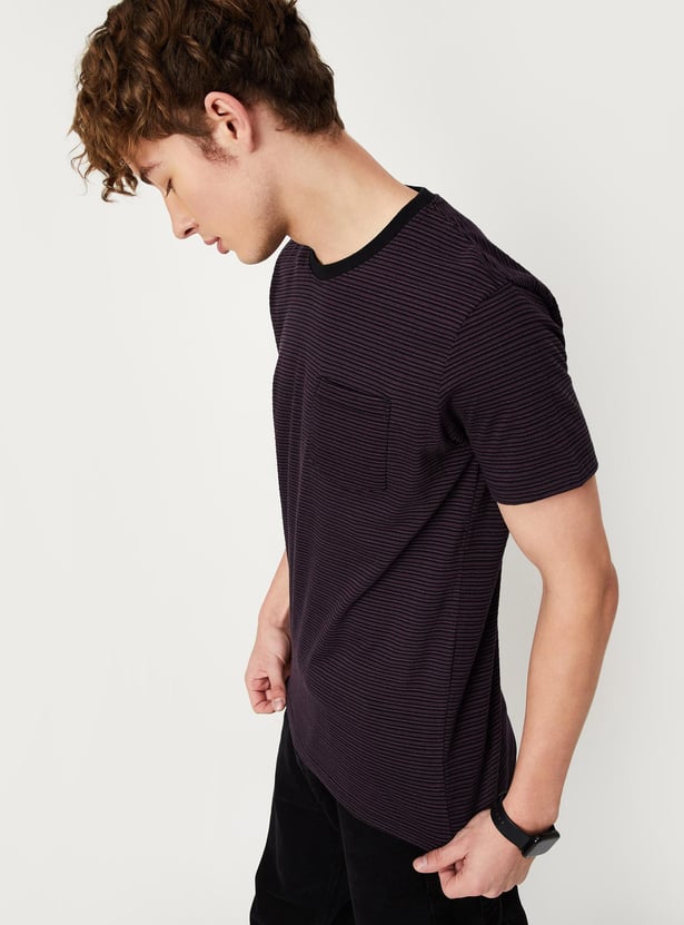 Buy Men Striped Knit T-shirt with Pocket Online at just Rs. 599.0 ...