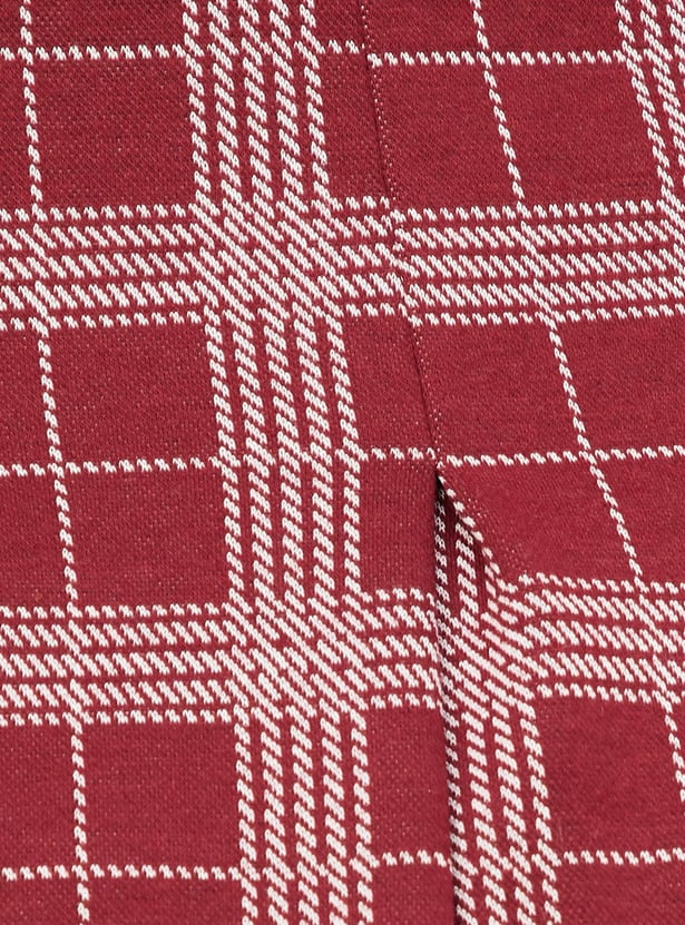 Women Checked Pinafore Dress with T-shirt