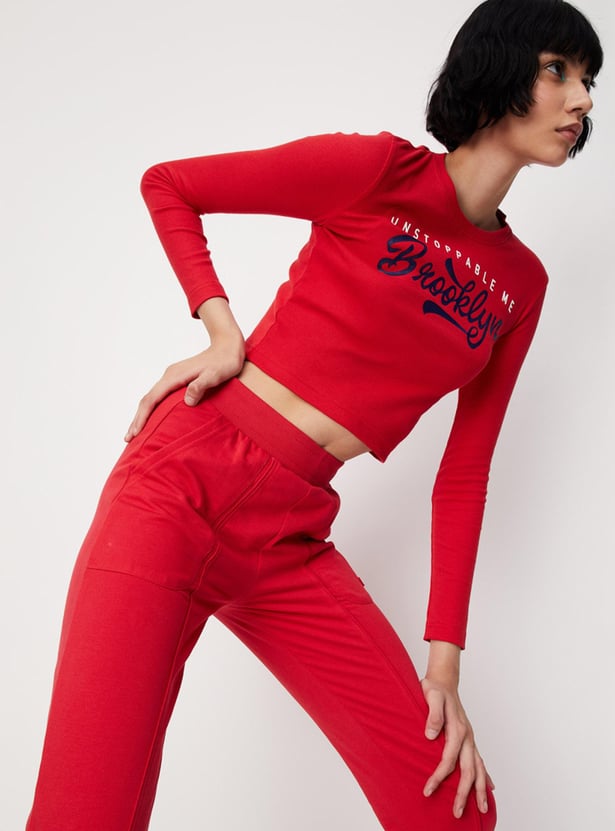 Women Typographic Printed Crop T-shirt