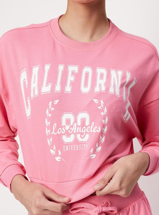 Women Crop Graphic Print Sweatshirt