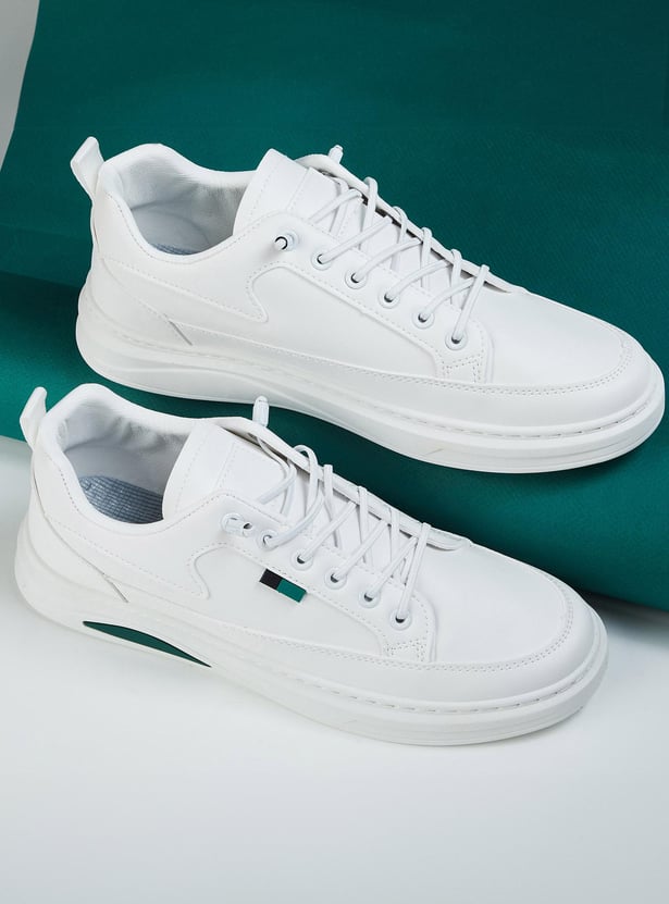 Men Solid Lace-Up Sneakers