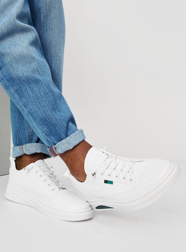 Men Solid Lace-Up Sneakers