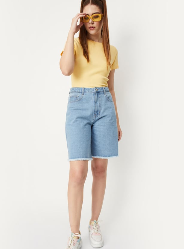 Women Ribbed Round Neck Top