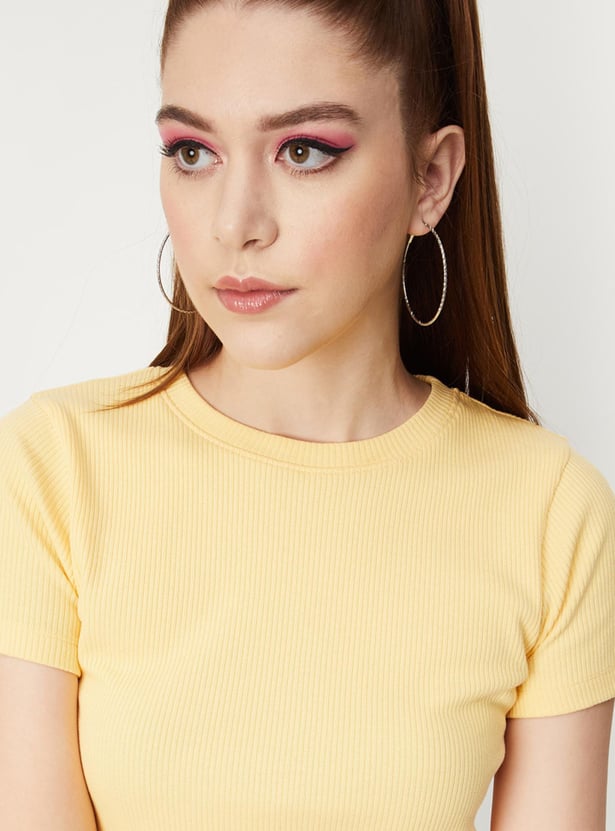 Women Ribbed Round Neck Top