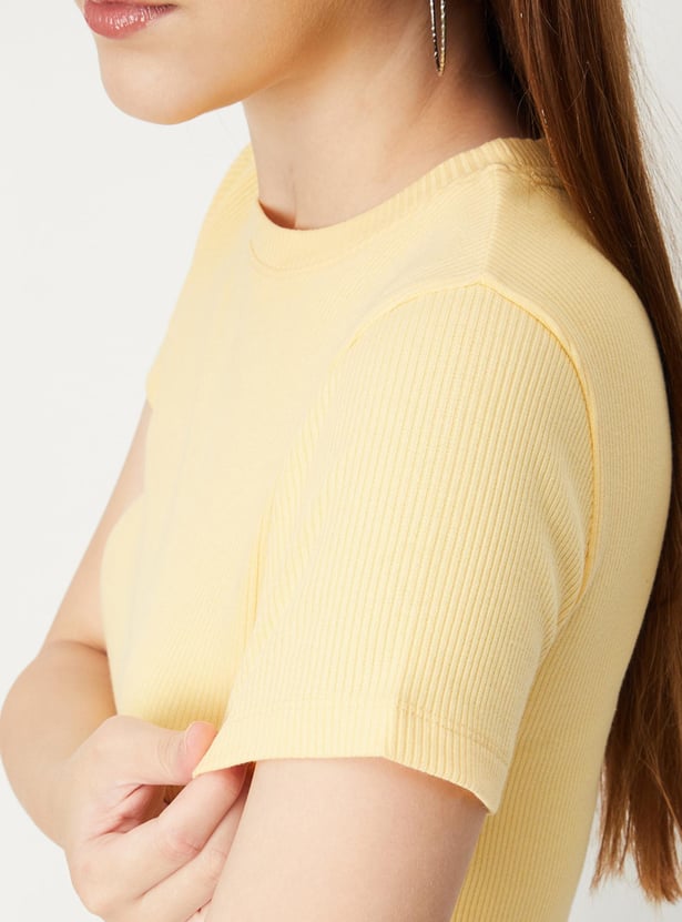Women Ribbed Round Neck Top
