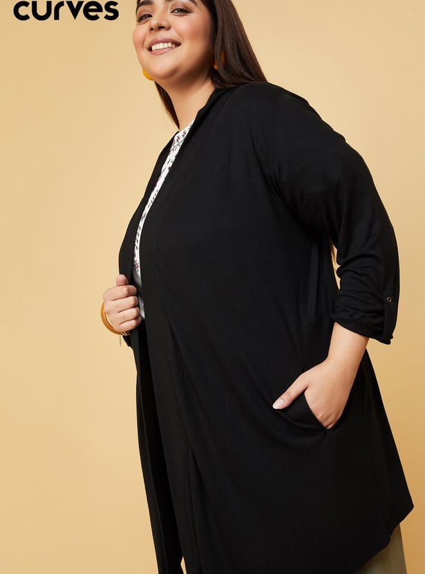 Women Solid Front-Open Shrug