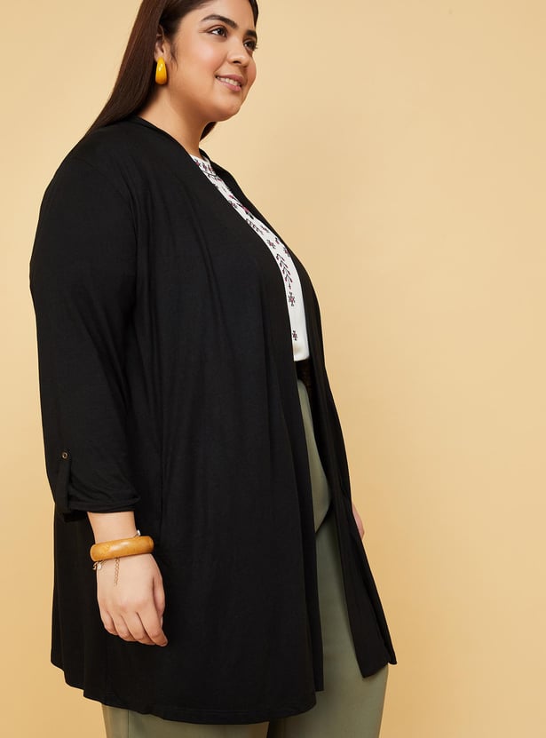 Women Solid Front-Open Shrug