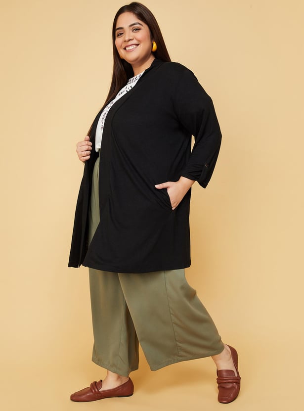 Women Solid Front-Open Shrug