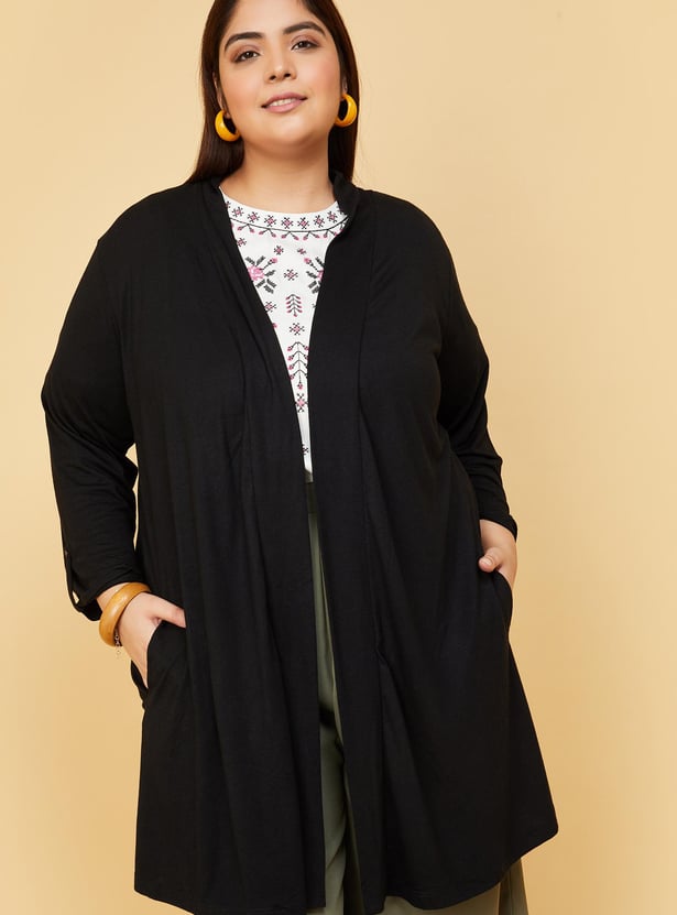 Women Solid Front-Open Shrug