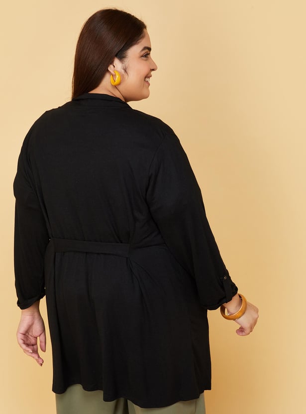 Women Solid Front-Open Shrug