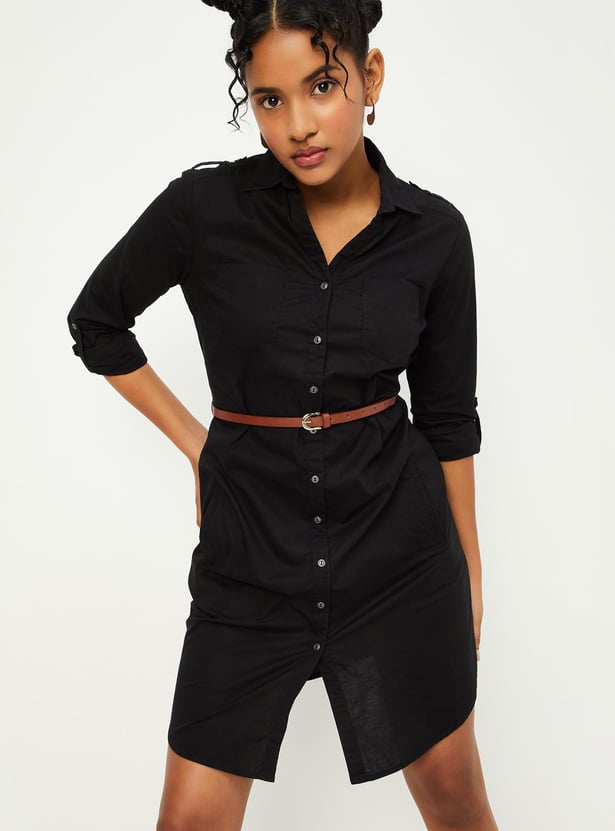 Women Solid Belted Tunic