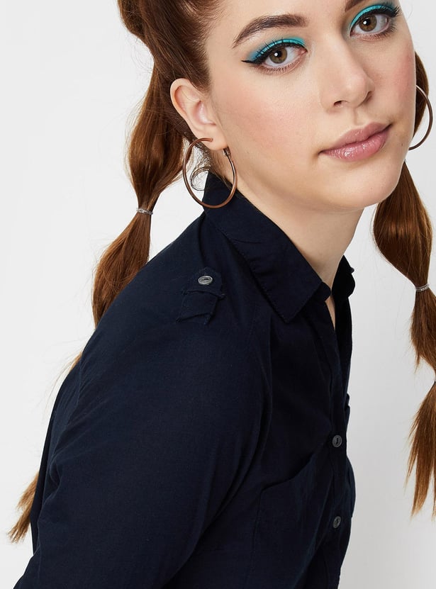 Women Solid Belted Tunic