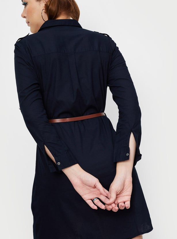 Women Solid Belted Tunic