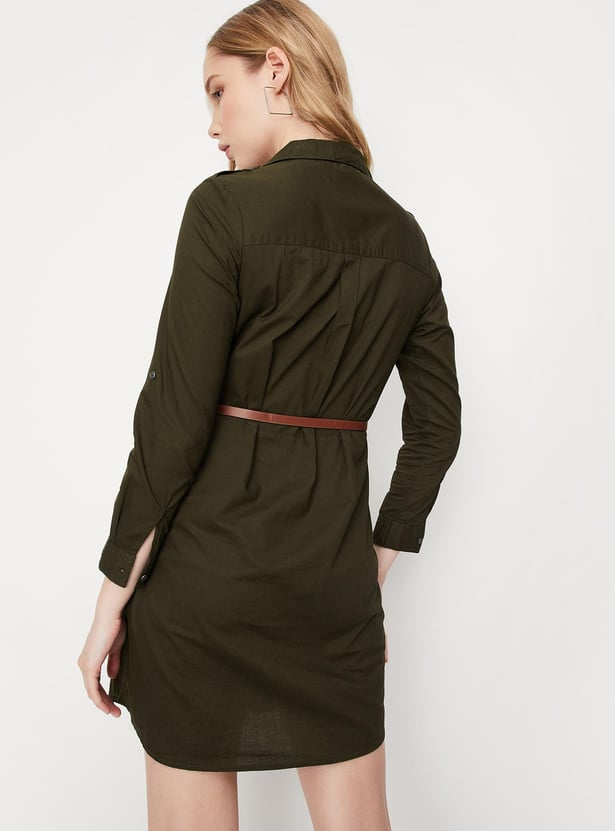 Women Solid Belted Tunic