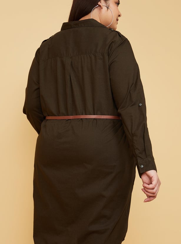 Women Solid Belted Tunic