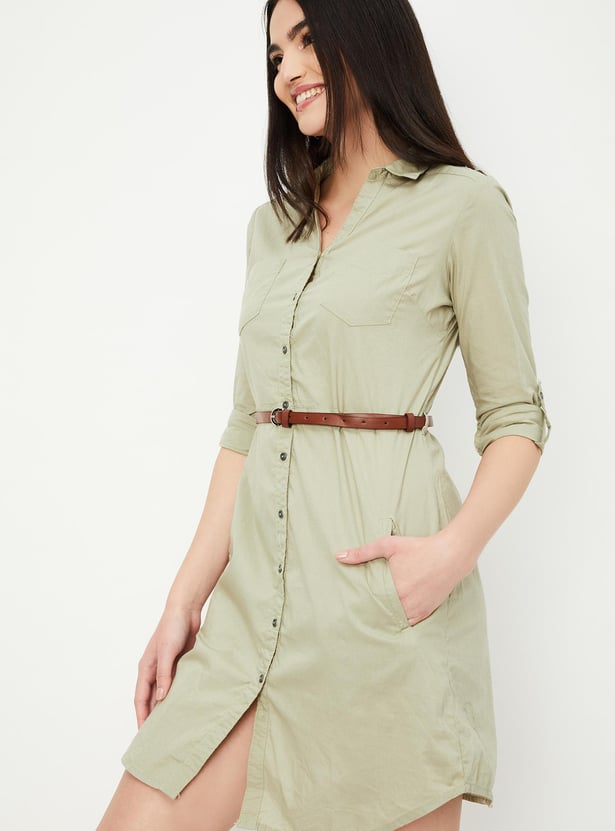 Women Solid Belted Tunic