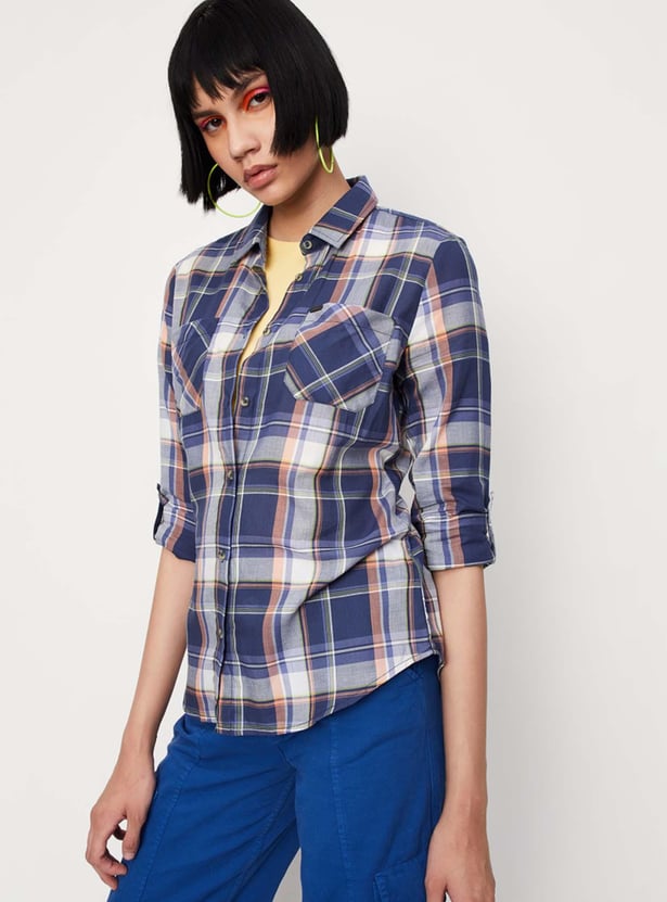 Women Checked Yarn Dyed Casual Shirt