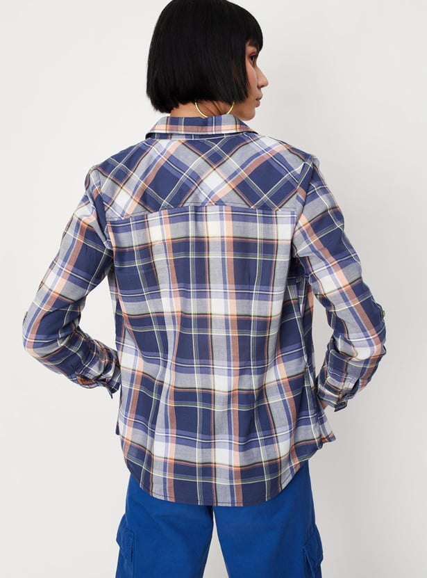 Women Checked Yarn Dyed Casual Shirt