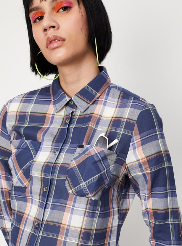 Women Checked Yarn Dyed Casual Shirt