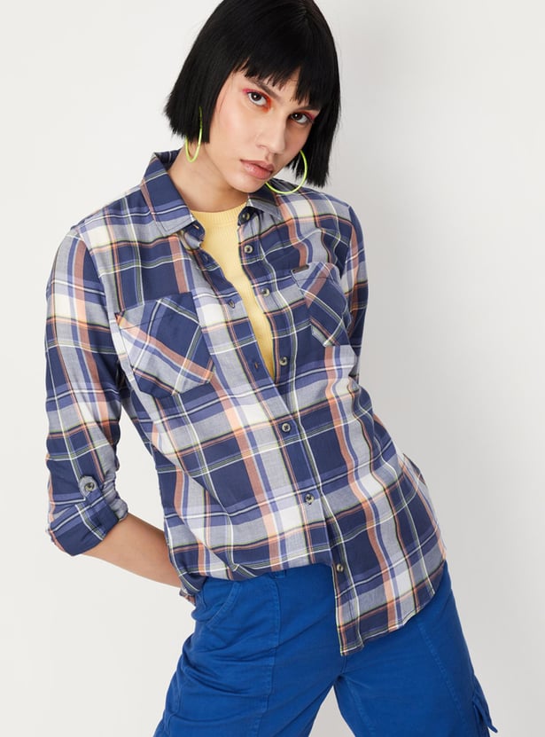 Women Checked Yarn Dyed Casual Shirt
