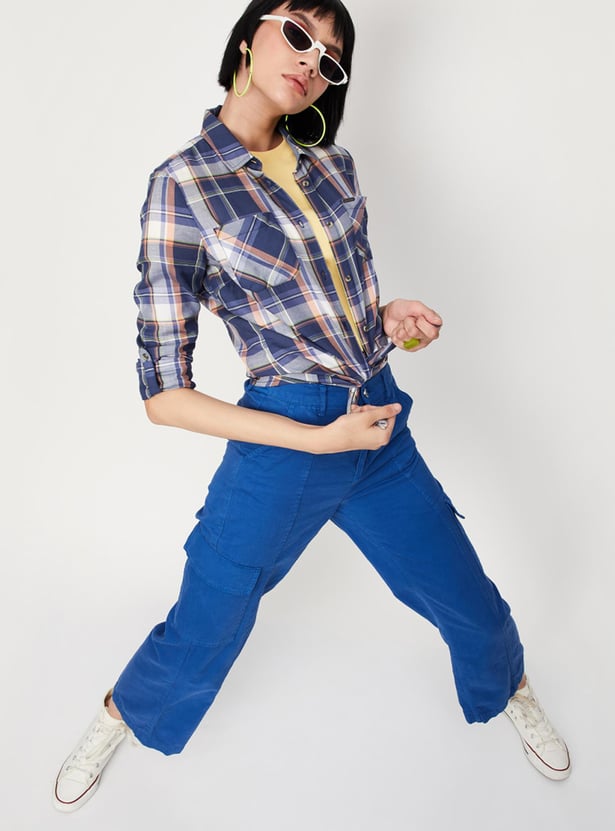 Women Checked Yarn Dyed Casual Shirt