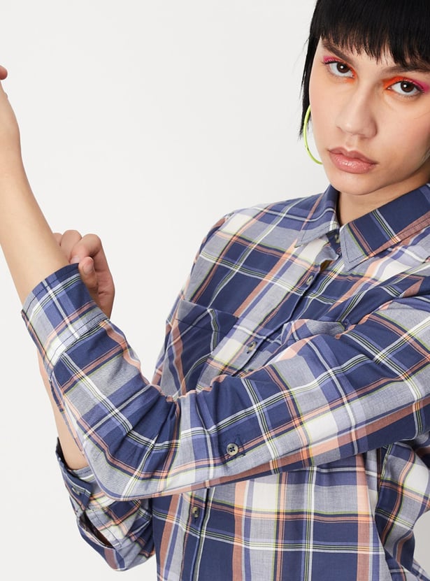 Women Checked Yarn Dyed Casual Shirt